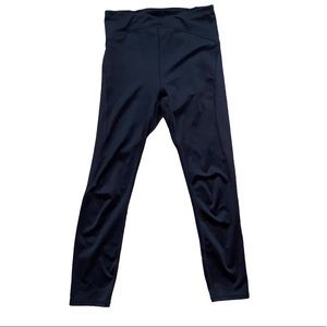 Fabletics Black Mid Rise Leggings with Mesh Backs